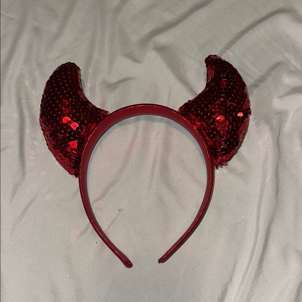 Sequin Red Devil Horns Headband (Halloween)